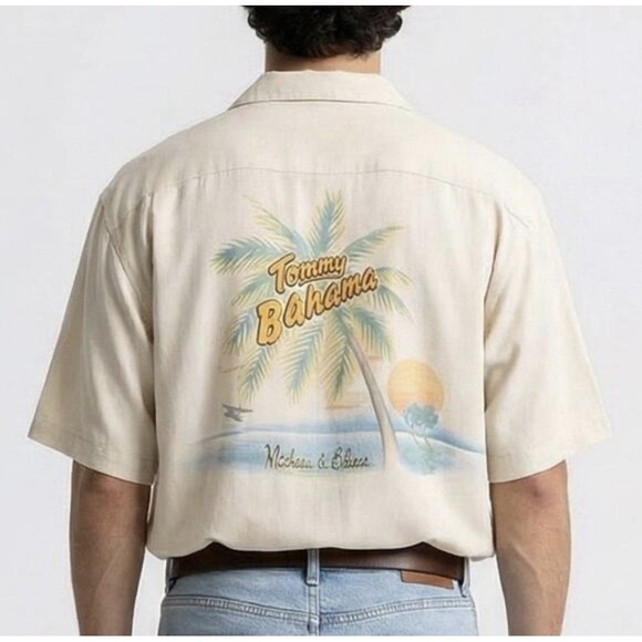 Tommy Bahama Other - Vintage Tommy Bahama Embroidered 100% Silk Hawaiin Martinis & Bikinis Shirt Sz L